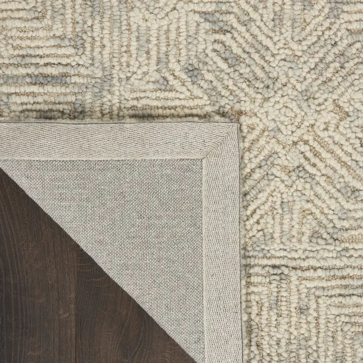 5' X 7' Beige and Gray Wool Abstract Geometric Area Rug
