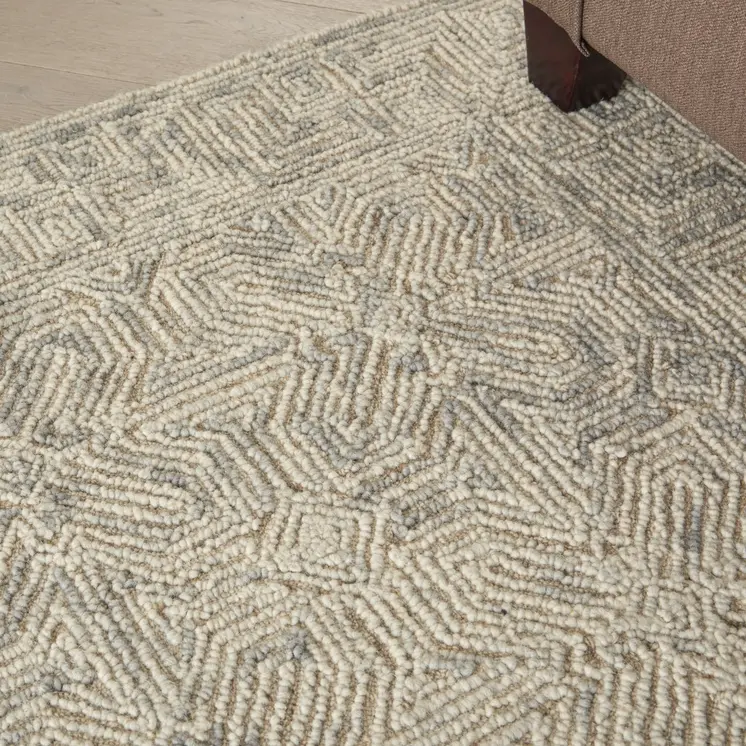 4' X 6' Beige and Gray Wool Abstract Geometric Area Rug