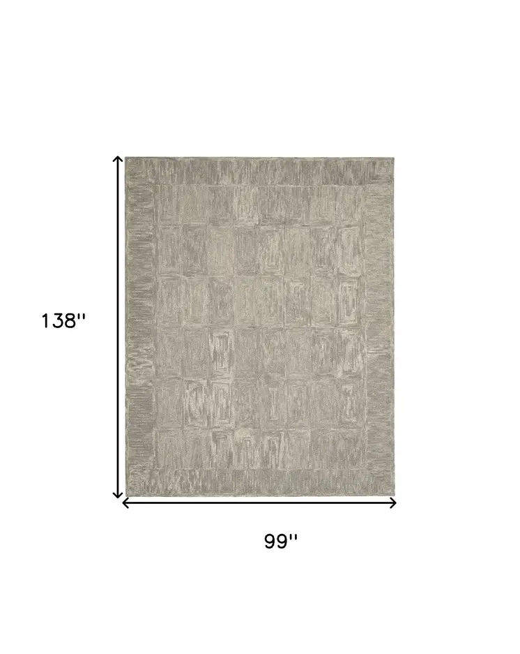8' X 12' Gray Wool Geometric Area Rug