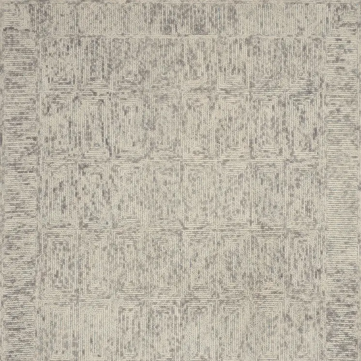 8' X 10' Ivory and Gray Wool Geometric Area Rug