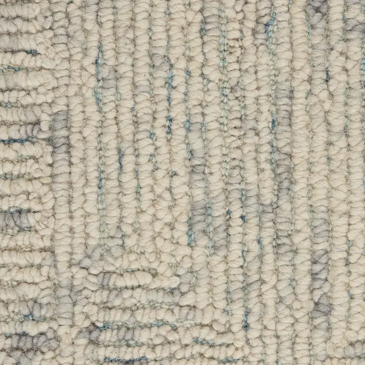 8' X 10' Ivory and Gray Wool Geometric Area Rug