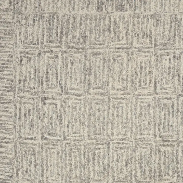 8' X 10' Ivory and Gray Wool Geometric Area Rug