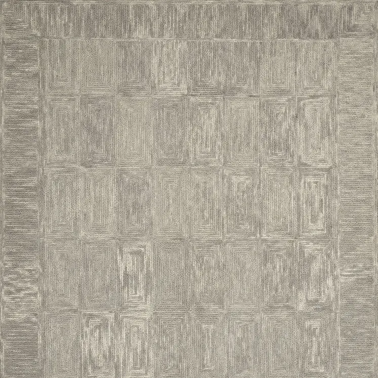 8' X 10' Gray and Ivory Wool Geometric Area Rug