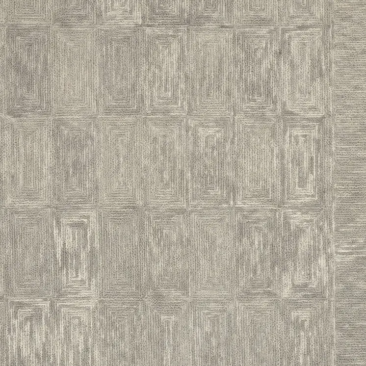 8' X 10' Gray and Ivory Wool Geometric Area Rug