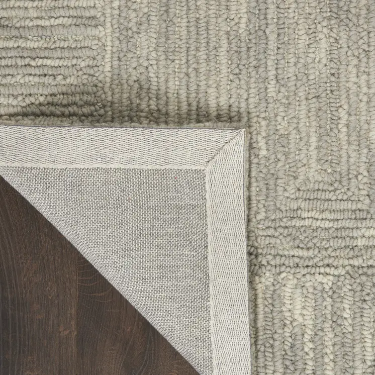 8' Gray Wool Geometric Runner Rug