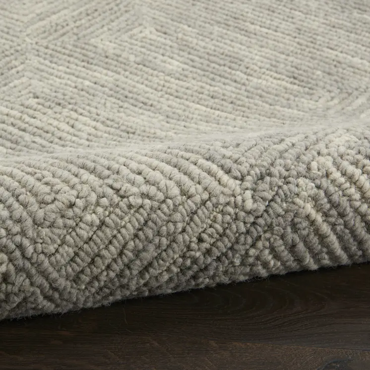 8' Gray Wool Geometric Runner Rug