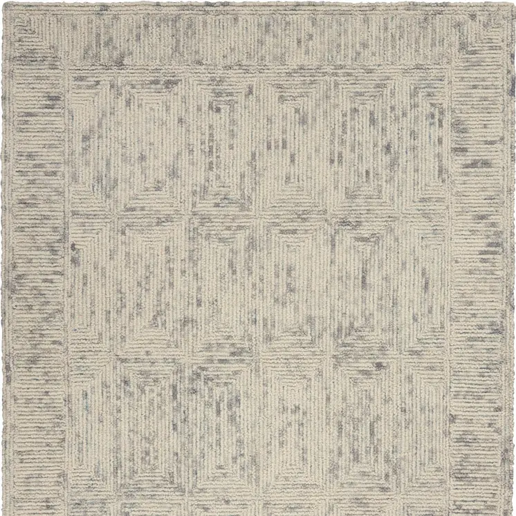5' X 7' Ivory and Gray Wool Geometric Area Rug