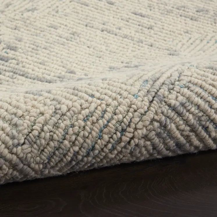 5' X 7' Ivory and Gray Wool Geometric Area Rug
