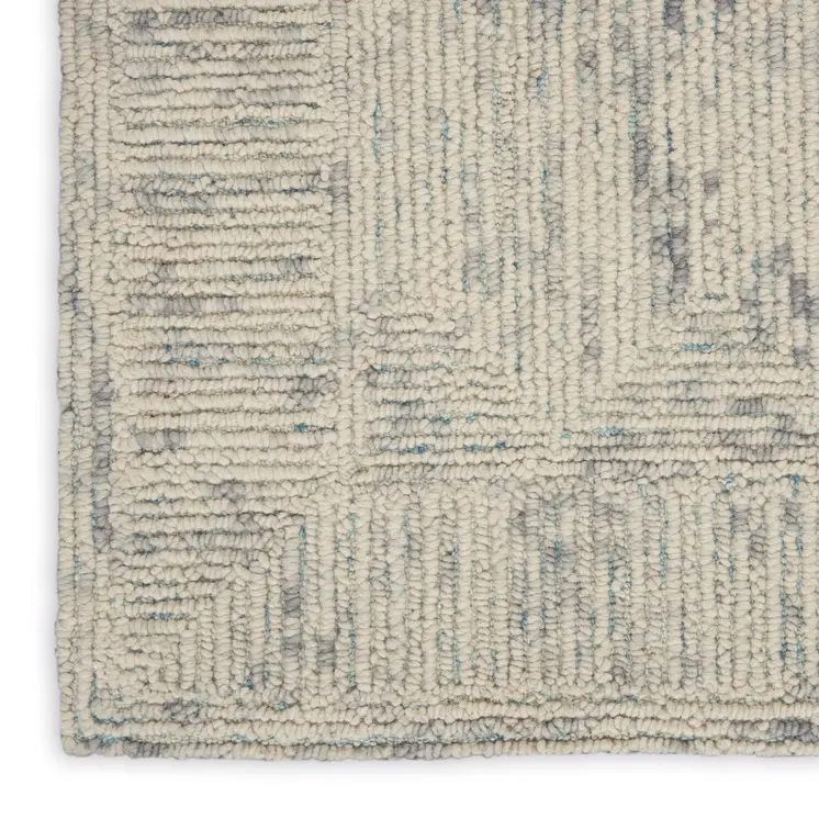 5' X 7' Ivory and Gray Wool Geometric Area Rug