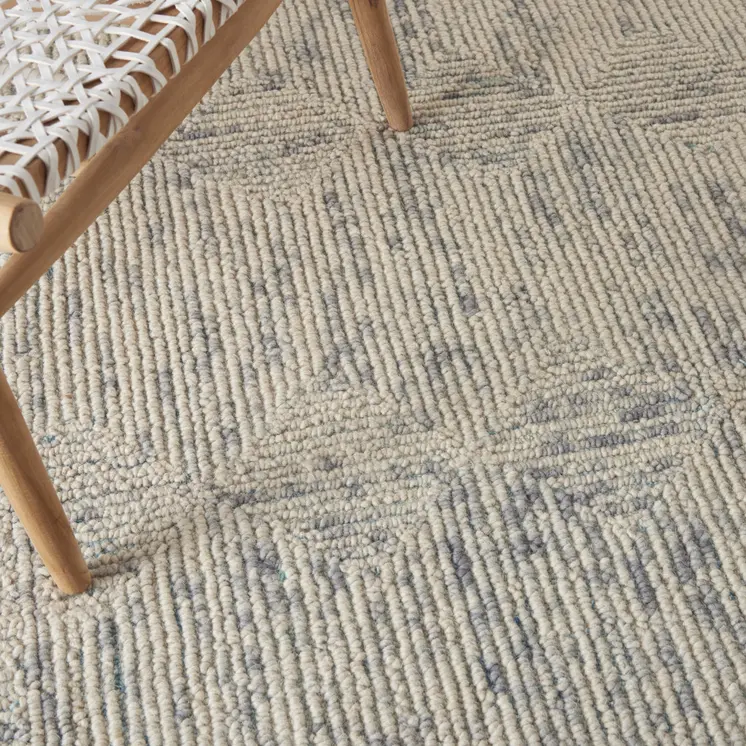 5' X 7' Ivory and Gray Wool Geometric Area Rug