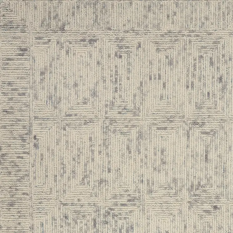 5' X 7' Ivory and Gray Wool Geometric Area Rug