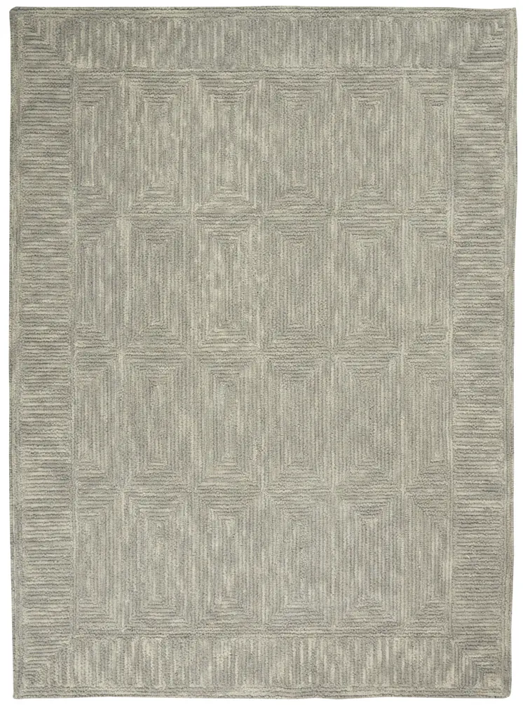 5' X 7' Gray Wool Geometric Area Rug