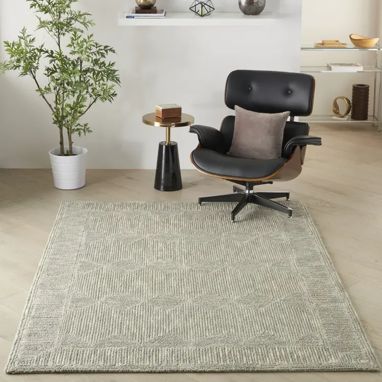 5' X 7' Gray Wool Geometric Area Rug