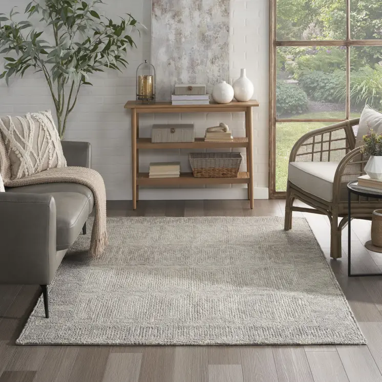 5' X 7' Gray Wool Geometric Area Rug
