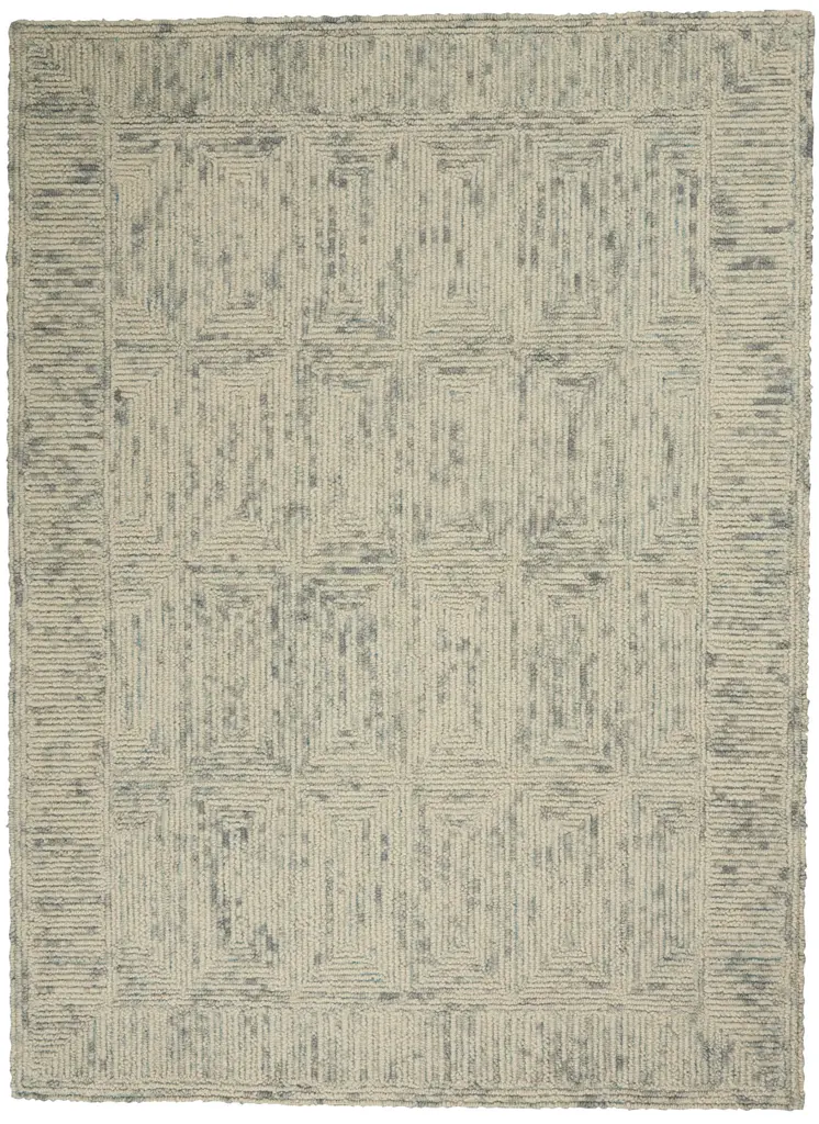 4' X 6' Ivory and Gray Wool Geometric Area Rug