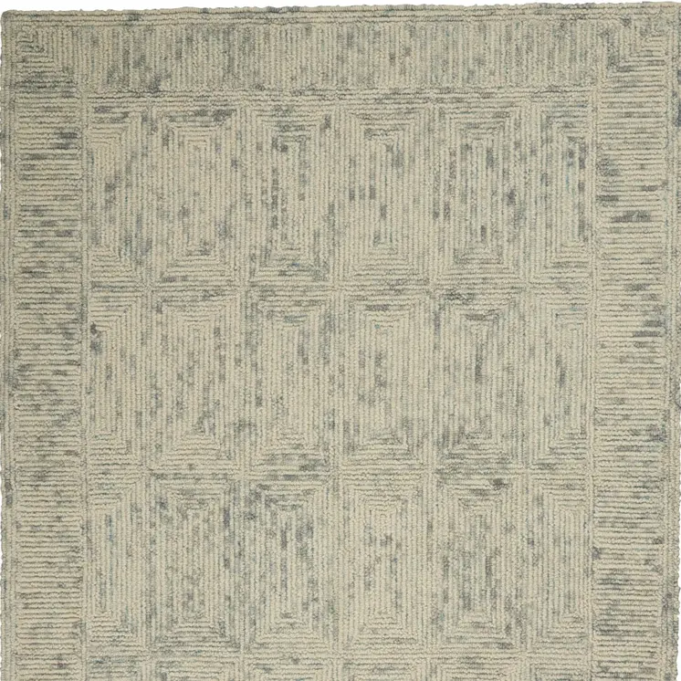 4' X 6' Ivory and Gray Wool Geometric Area Rug
