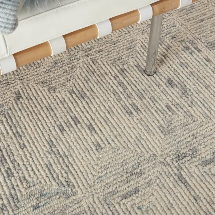 4' X 6' Ivory and Gray Wool Geometric Area Rug