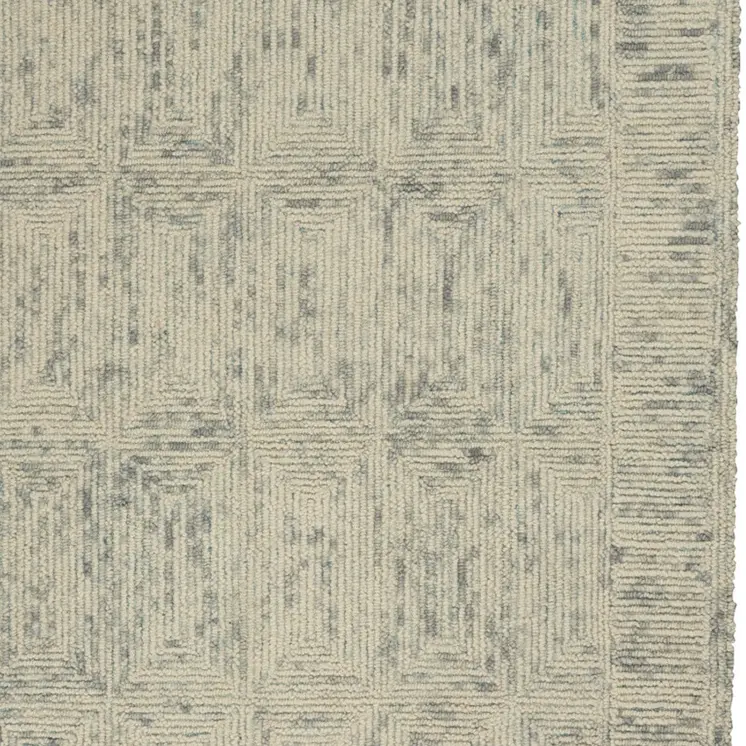 4' X 6' Ivory and Gray Wool Geometric Area Rug
