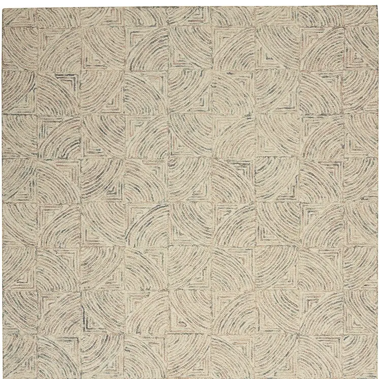 4' X 6' Ivory Tan and Gray Wool Geometric Area Rug