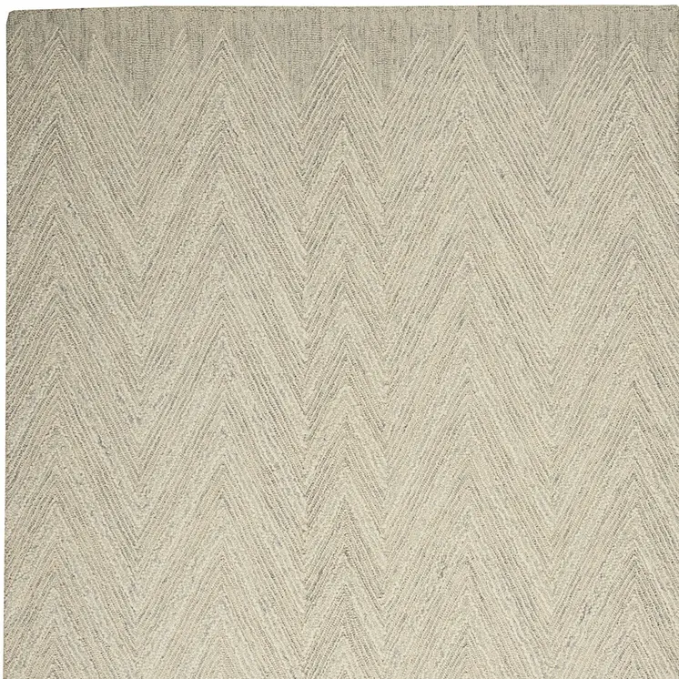 5' X 8' Ivory and Gray Wool Chevron Area Rug