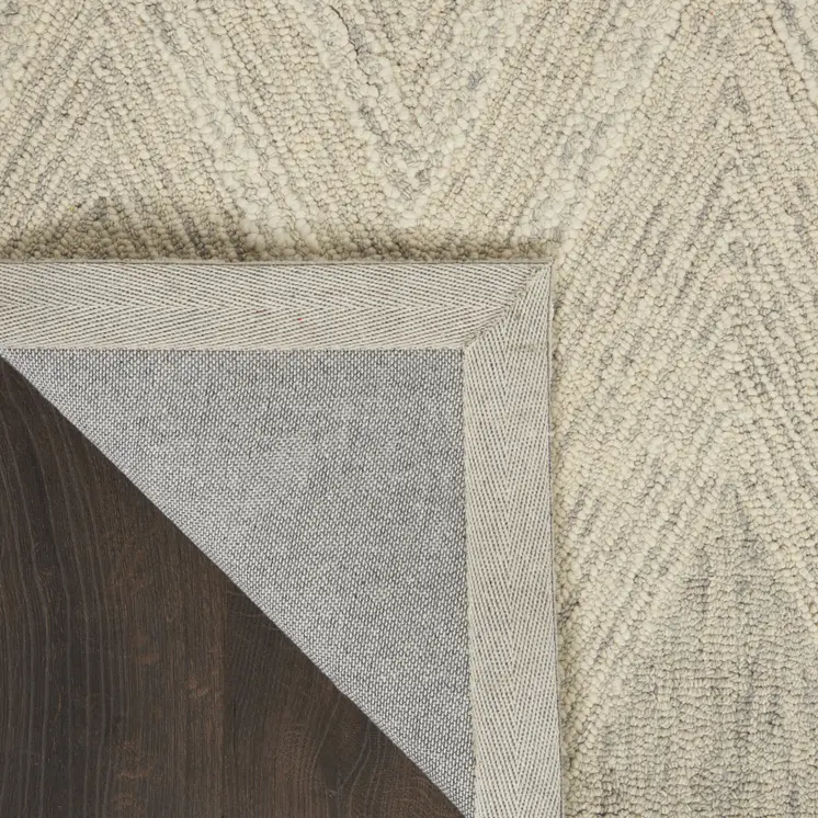 5' X 8' Ivory and Gray Wool Chevron Area Rug