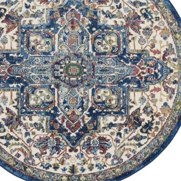 4' X 6' Ivory Black and Gray Floral Medallion Non Skid Area Rug