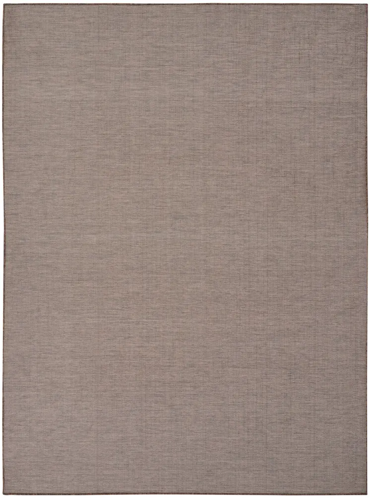 9' X 12' Ivory and Brown Damask Distressed Non Skid Area Rug