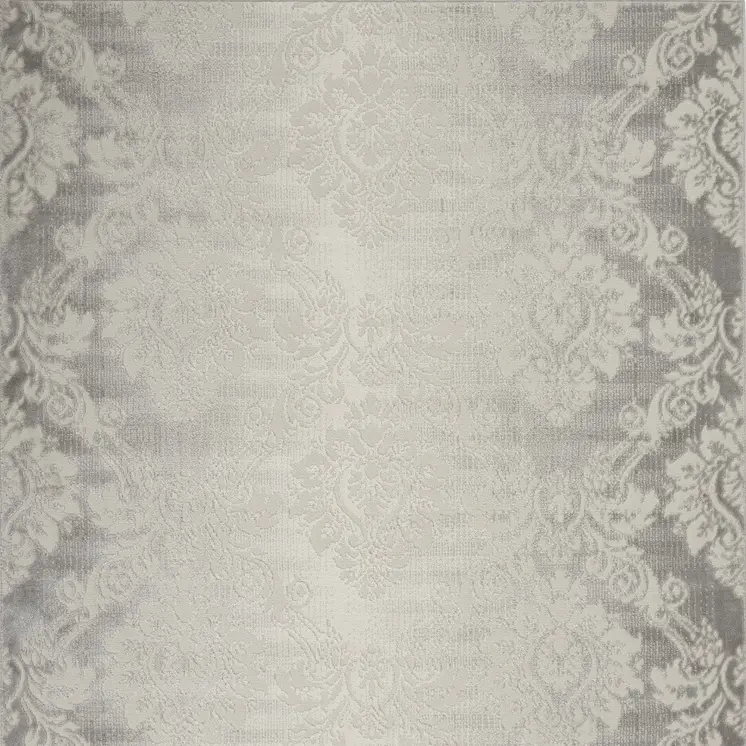 4' X 6' Gray and Ivory Damask Distressed Non Skid Area Rug