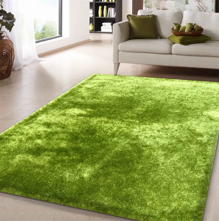 8' X 11' Lime Green Shag Hand Tufted Area Rug
