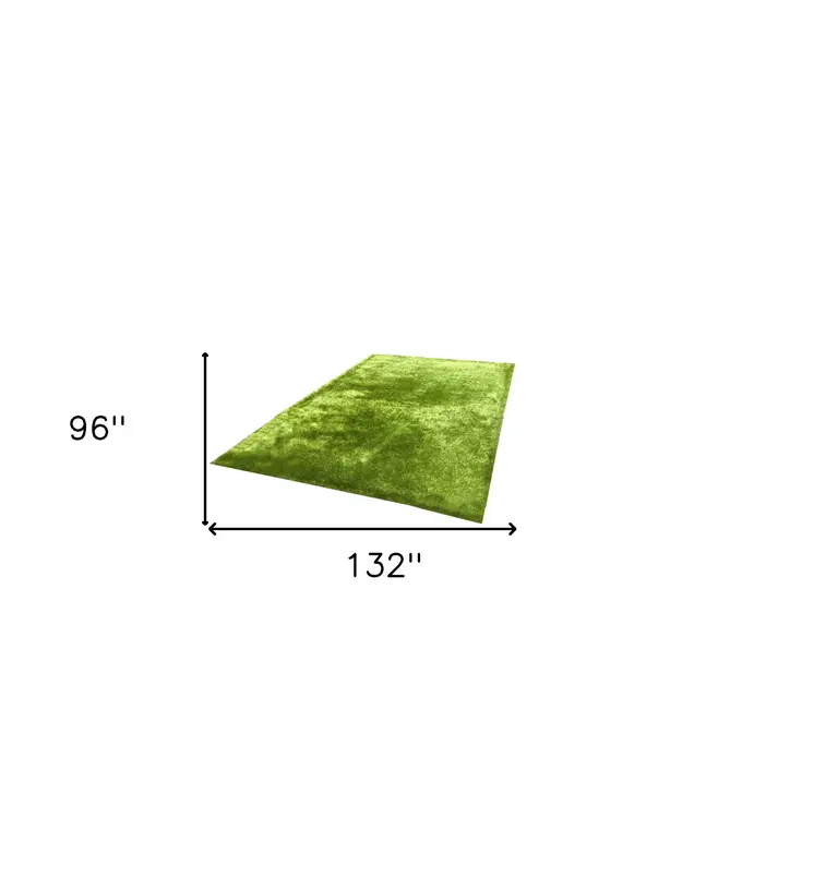 8' X 11' Lime Green Shag Hand Tufted Area Rug