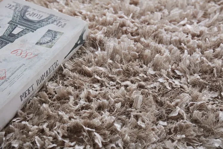 8' X 11' Beige Shag Hand Tufted Area Rug