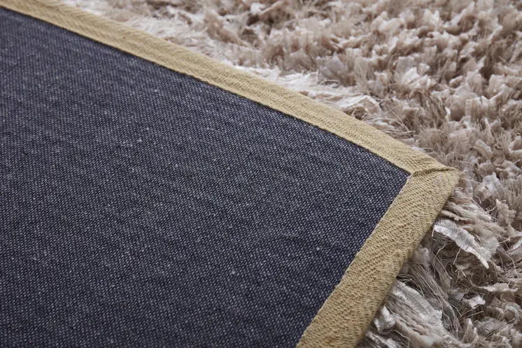 8' X 11' Beige Shag Hand Tufted Area Rug