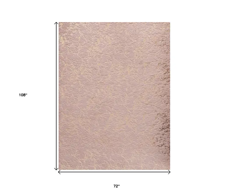6' X 9' Pink and Gold Faux Fur Abstract Shag Non Skid Area Rug