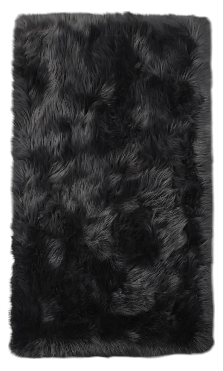 4' X 6' Dark Gray Faux Fur Washable Area Rug