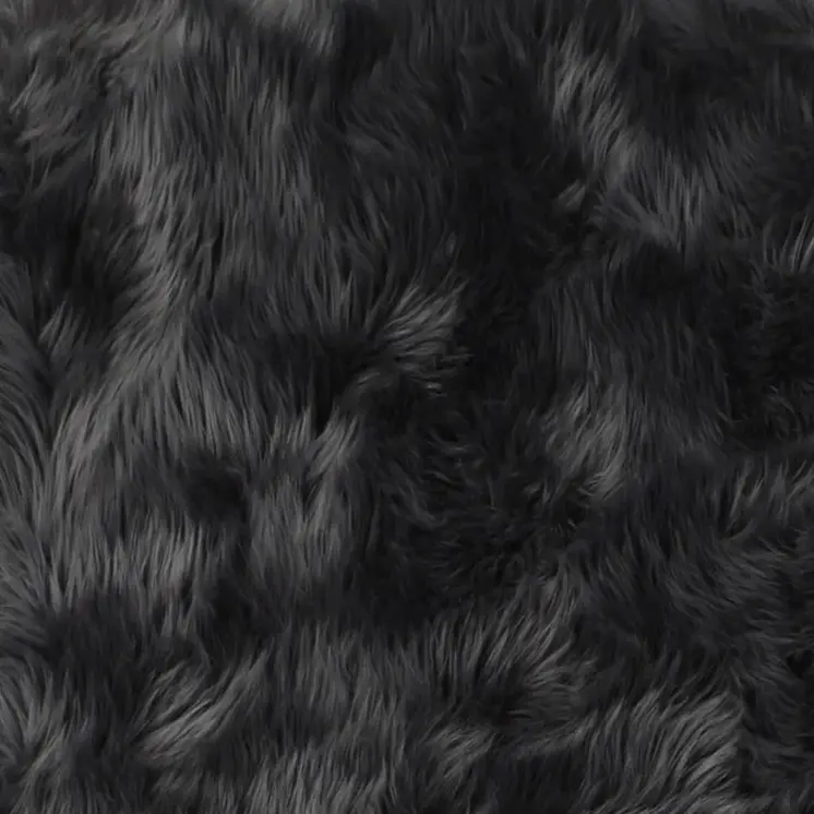4' X 6' Dark Gray Faux Fur Washable Area Rug