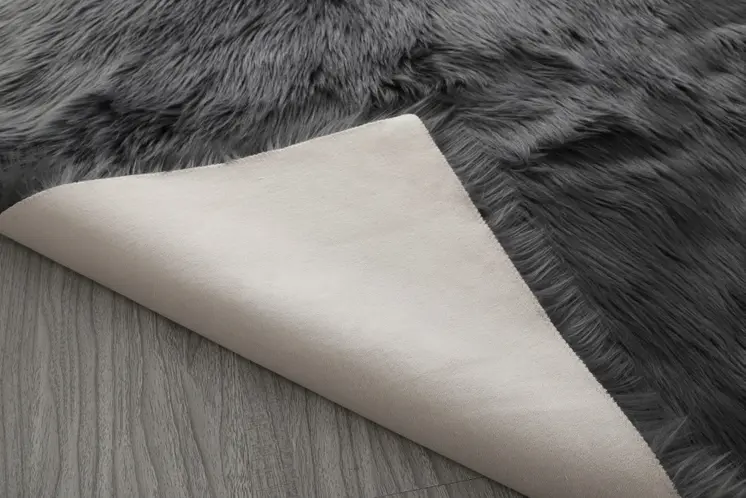 5' X 7' Gray Faux Fur Shag Washable Area Rug