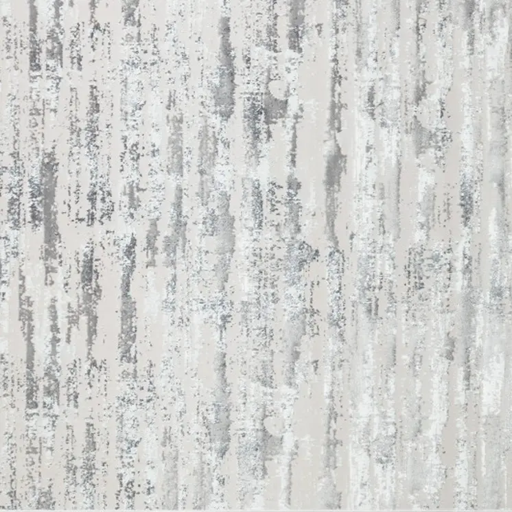 5' X 8' Silver Gray And Off White Abstract Washable Area Rug