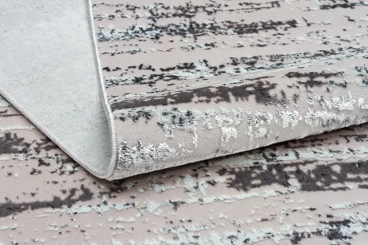 5' X 8' Silver Gray And Off White Abstract Washable Area Rug