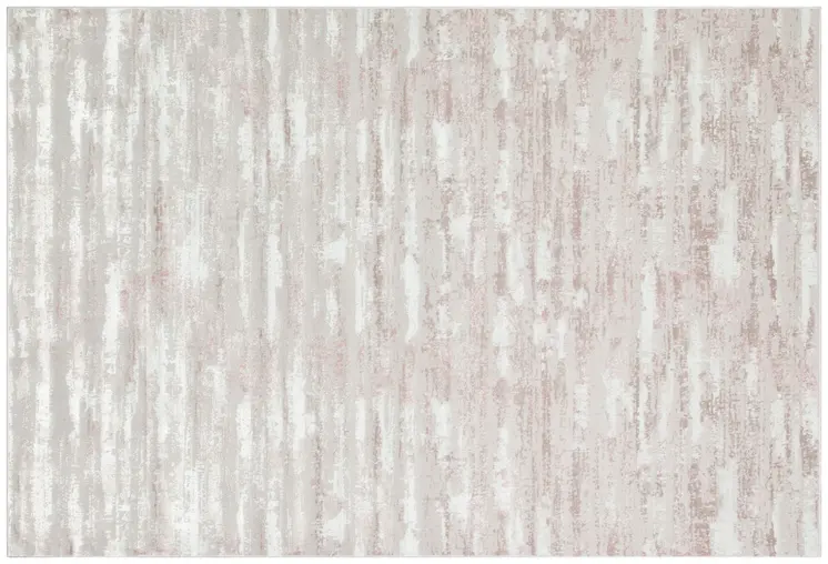 8' X 11' Pink Beige And Off White Abstract Washable Area Rug