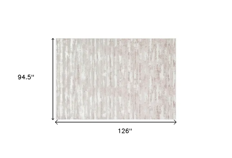 8' X 11' Pink Beige And Off White Abstract Washable Area Rug