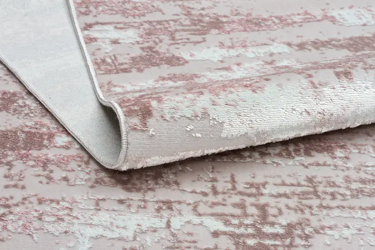 8' X 11' Pink Beige And Off White Abstract Washable Area Rug