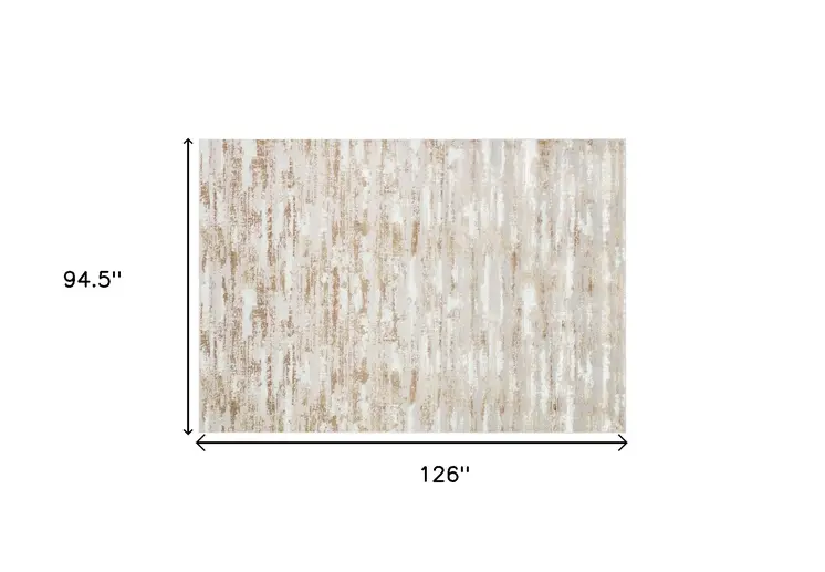 8' X 11' Beige Ivory And Off White Abstract Washable Area Rug