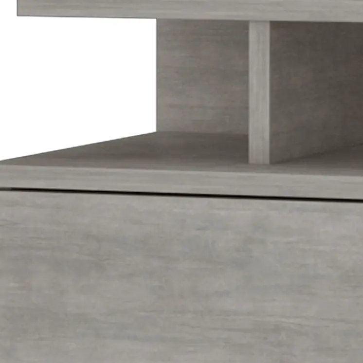 12" Gray Wood One Drawer Floating Nightstand