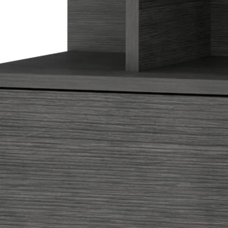 12" Gray Wood One Drawer Floating Nightstand