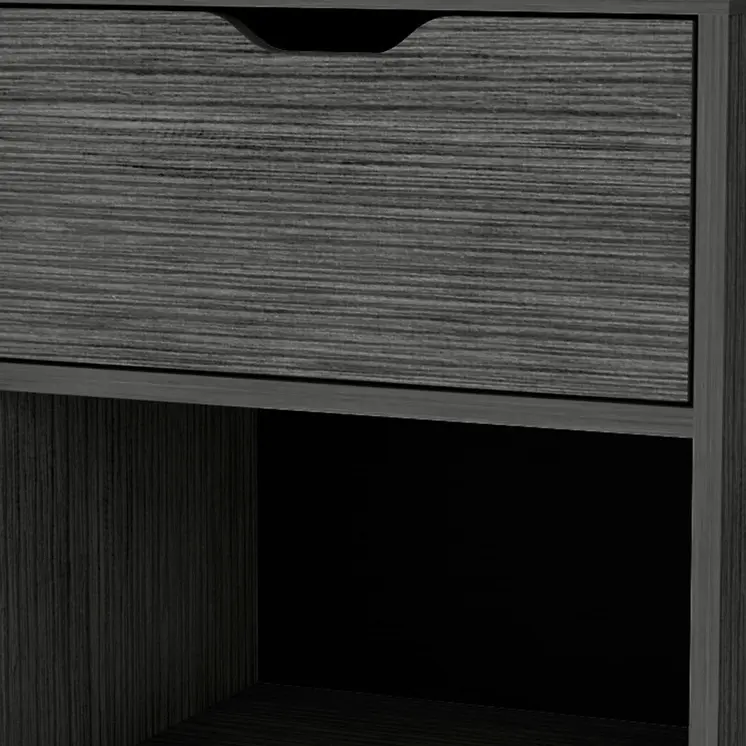20" Gray Wood One Drawer Nightstand