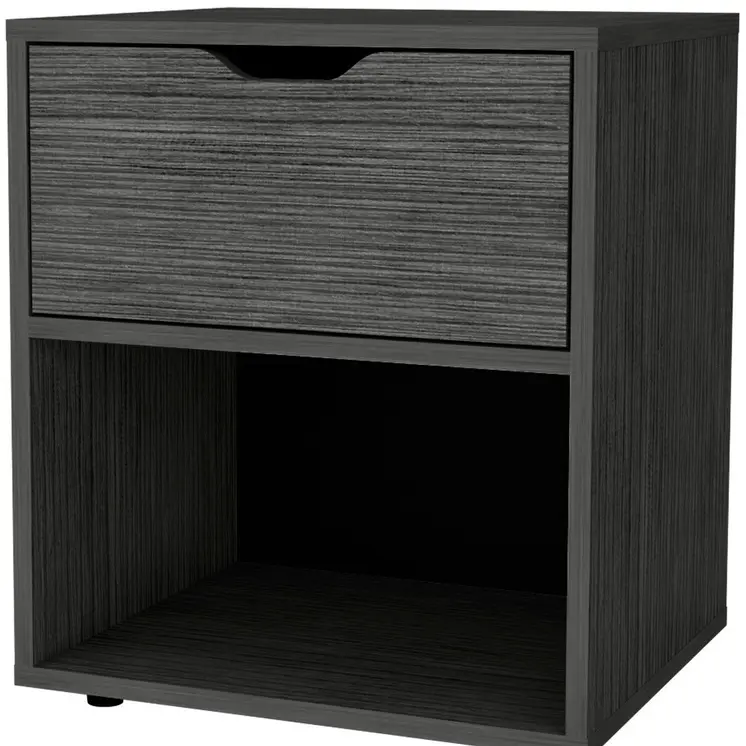 20" Gray Wood One Drawer Nightstand