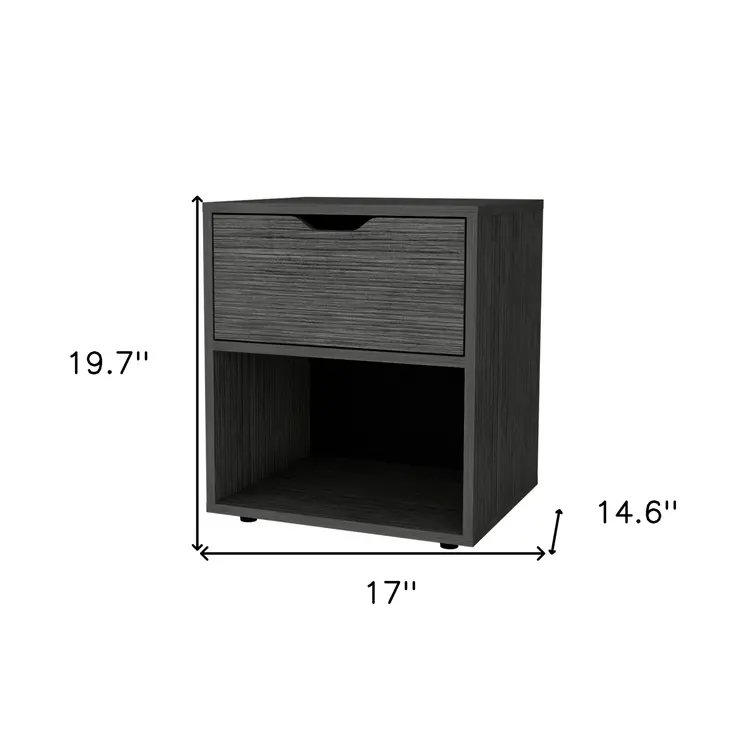20" Gray Wood One Drawer Nightstand