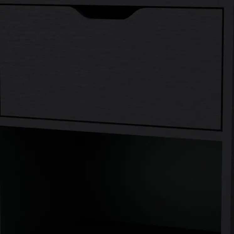 20" Black Wood One Drawer Nightstand