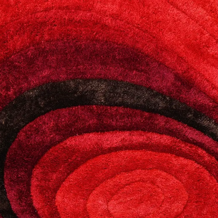 8' X 11' Red And Black Geometric Shag Hand Tufted Area Rug