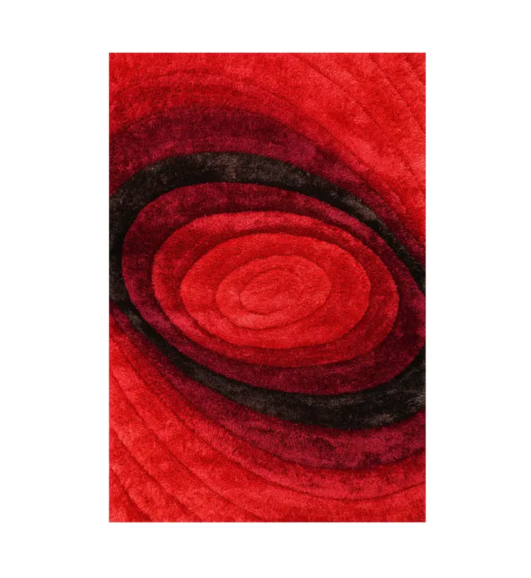 8' X 11' Red And Black Geometric Shag Hand Tufted Area Rug